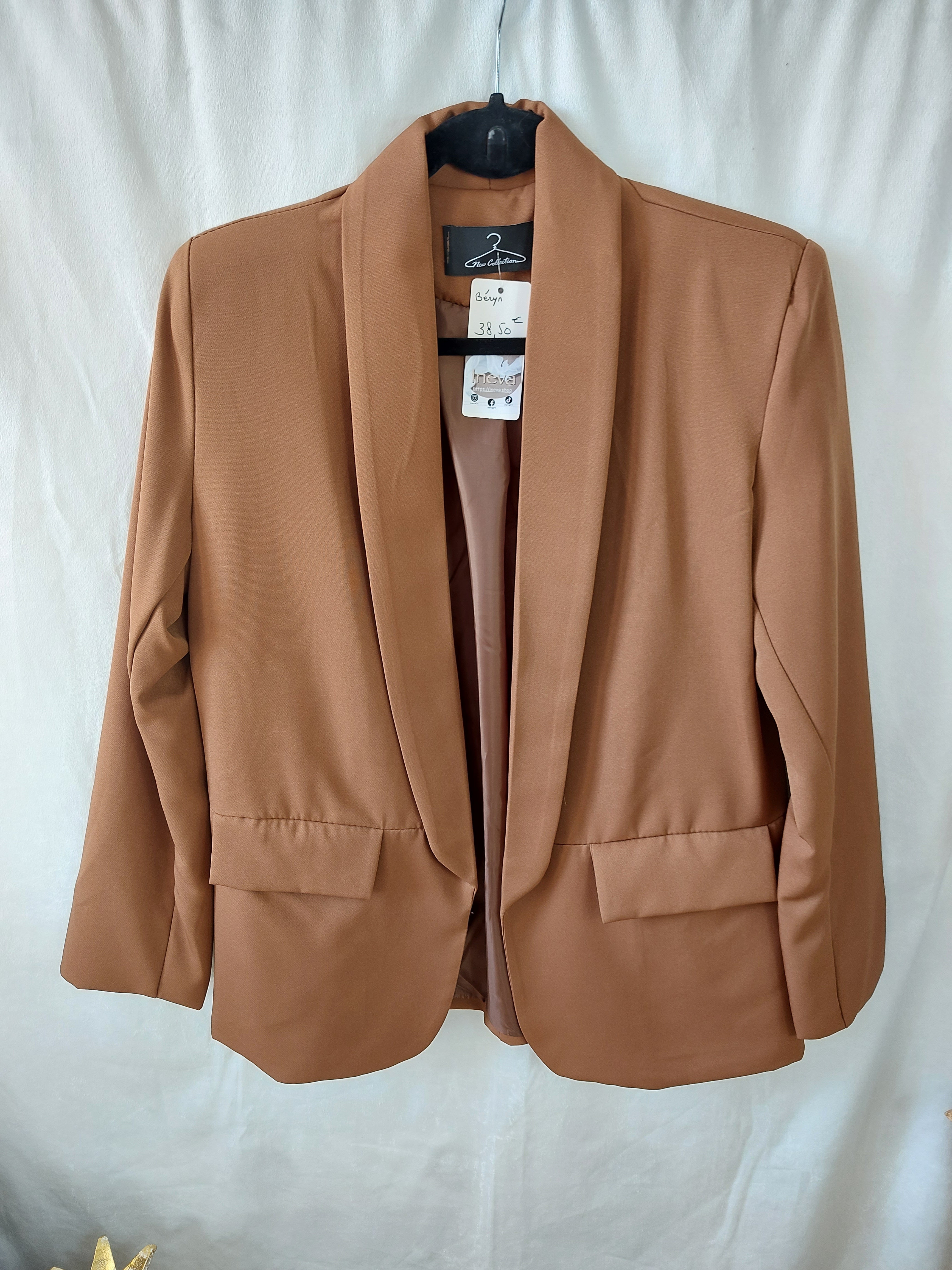 INEVA-BLAZER UNI CAMEL-BLAZER POLYESTER OVERSIZED-BLAZER FEMME TAILLE UNIQUE-BLAZER FEMME UNI EPAULETTE-TENDANCE 2024-MUSTHAVE
