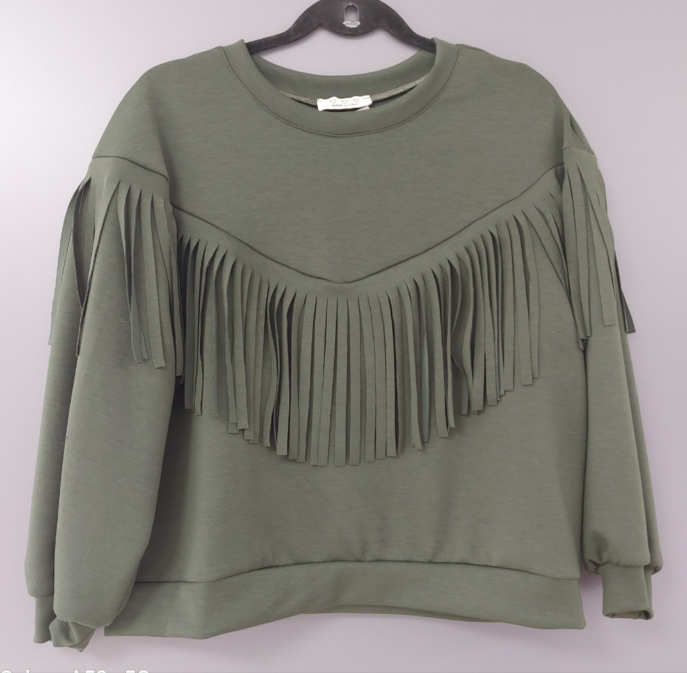 Sweat DOLE Femme à Franges Style Cowgirl - Col Rond Manches Longues - Taille 34/42