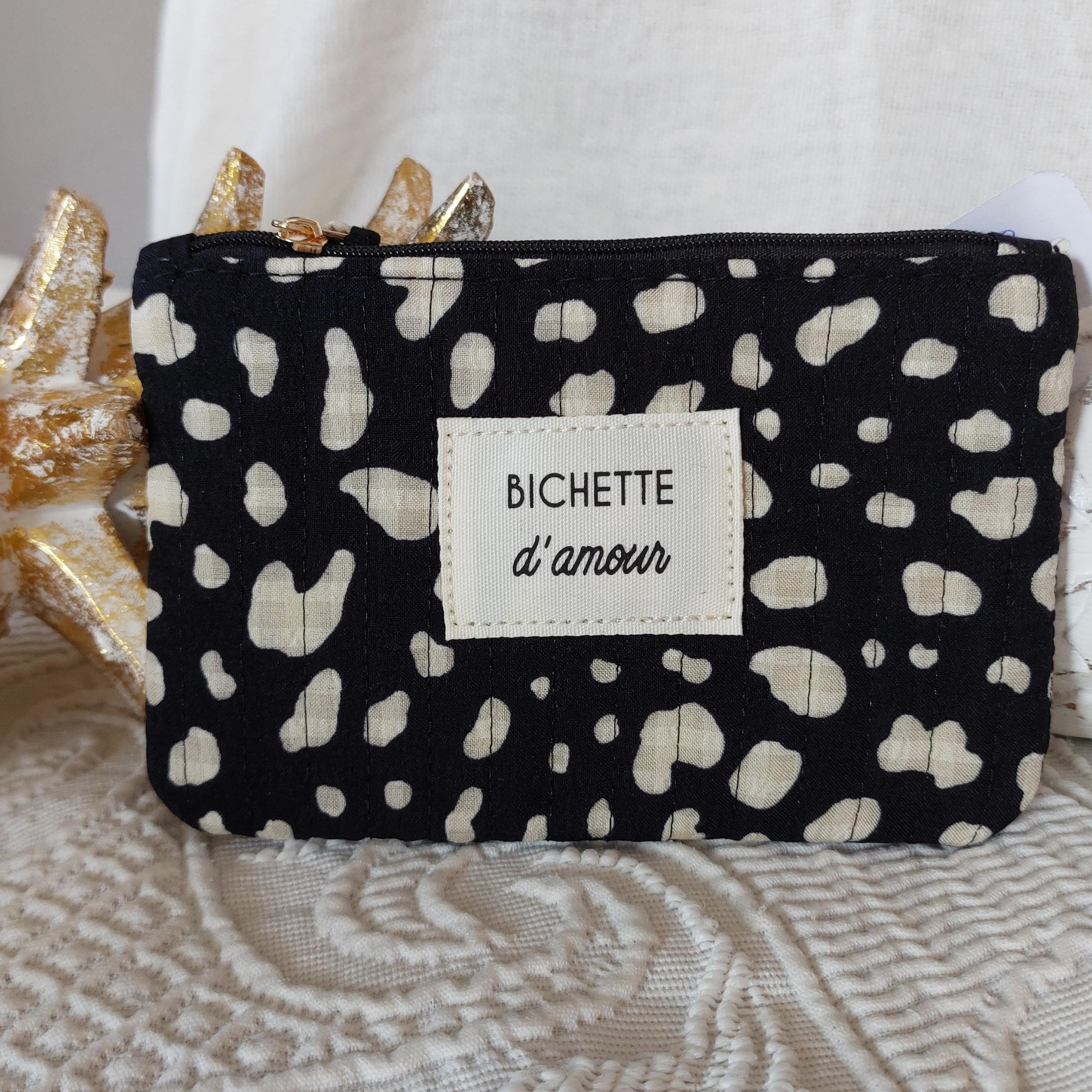 Pochette imprimé dalmatien et message "Bichette d'amour"
