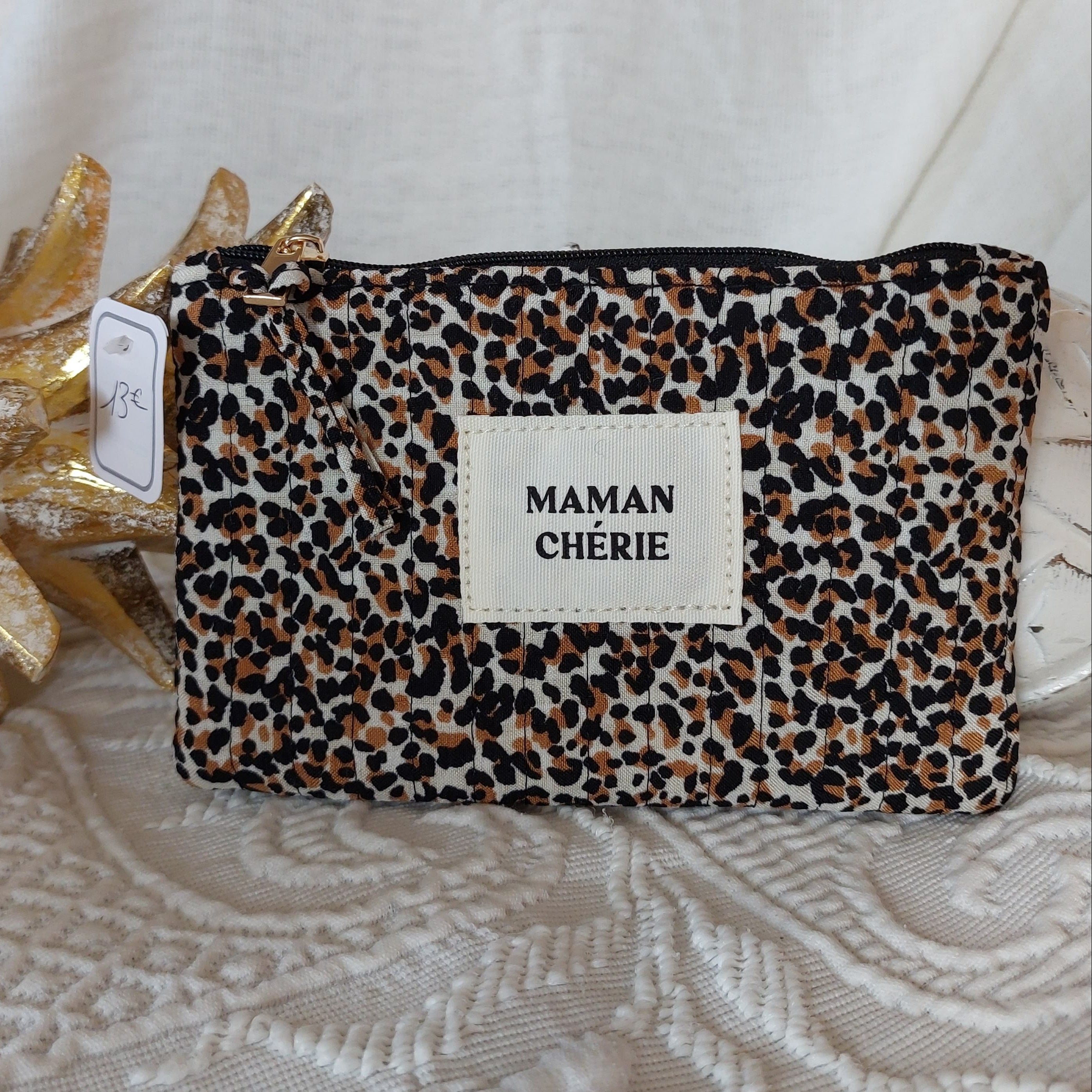 Pochette imprimé léopard "Maman chérie"