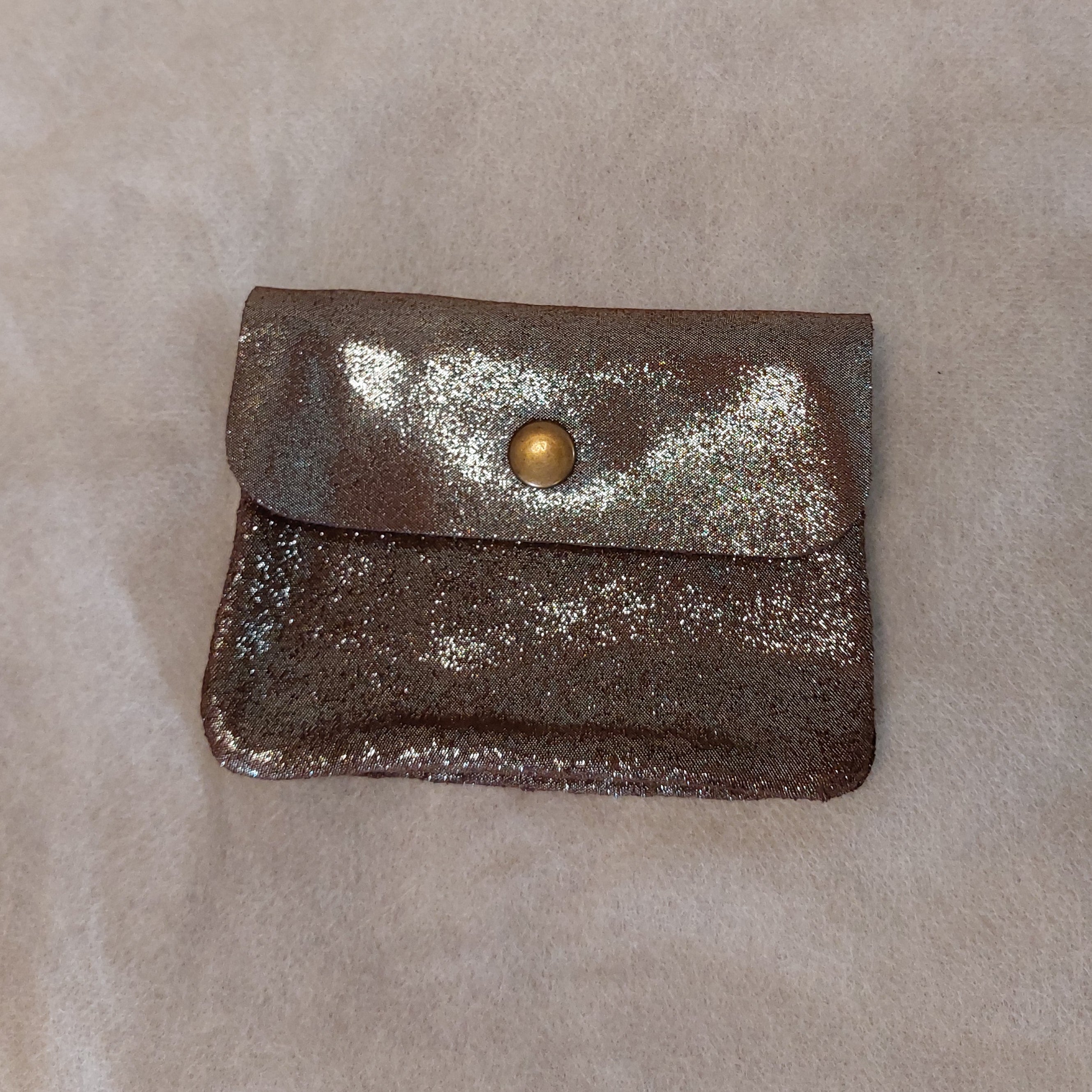 Portefeuille TAZA cuir souple irisé coloris marron - Variante couleur chaleureuse