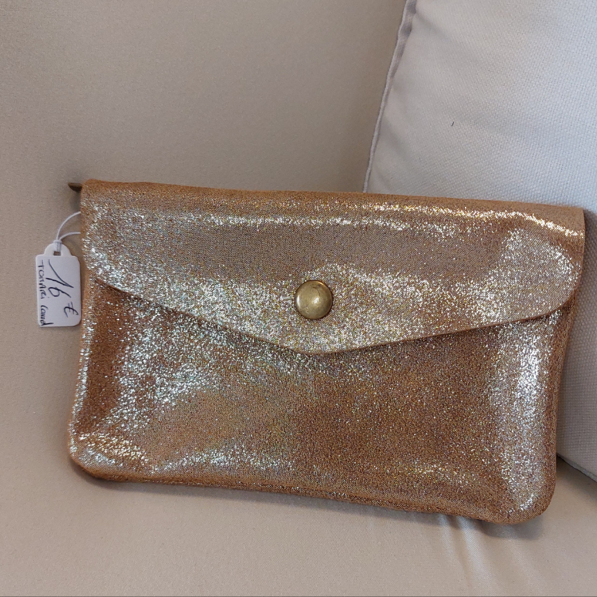 Portefeuille Tomari cuir irisé doré - accessoire élégant femme