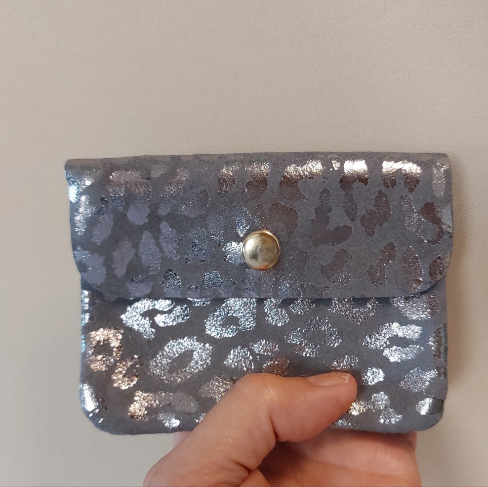 Portefeuille Vendasléo nubuck gris motif léopard argent - coloris alternatif