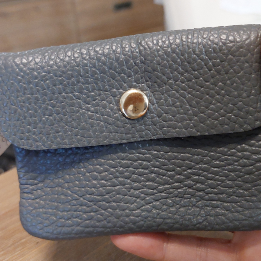 Portefeuille Vendi cuir gris - maroquinerie premium 11x8cm