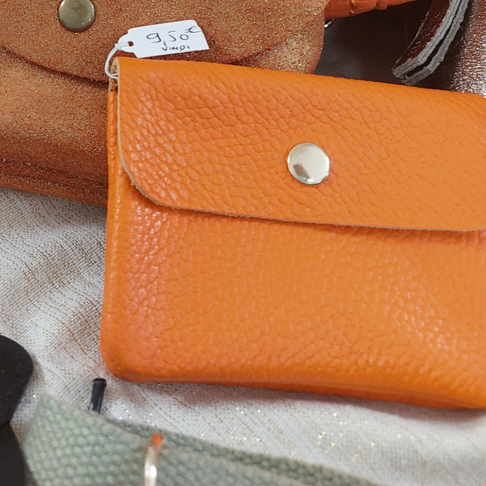 Portefeuille Vendi cuir orange - format compact maroquinerie femme