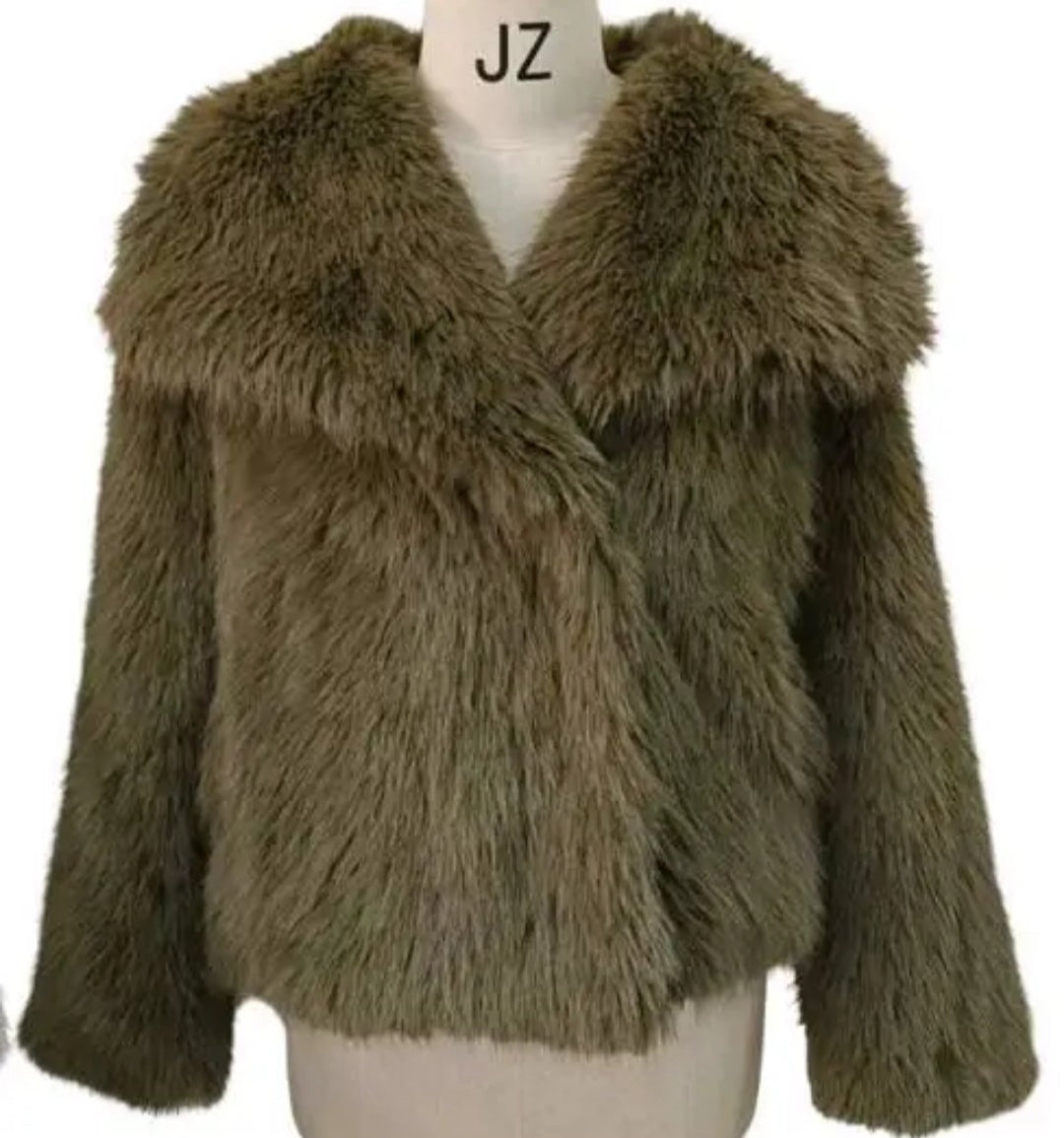 Veste VANESSA fausse fourrure couleur kaki - Style décontracté chic pour femme