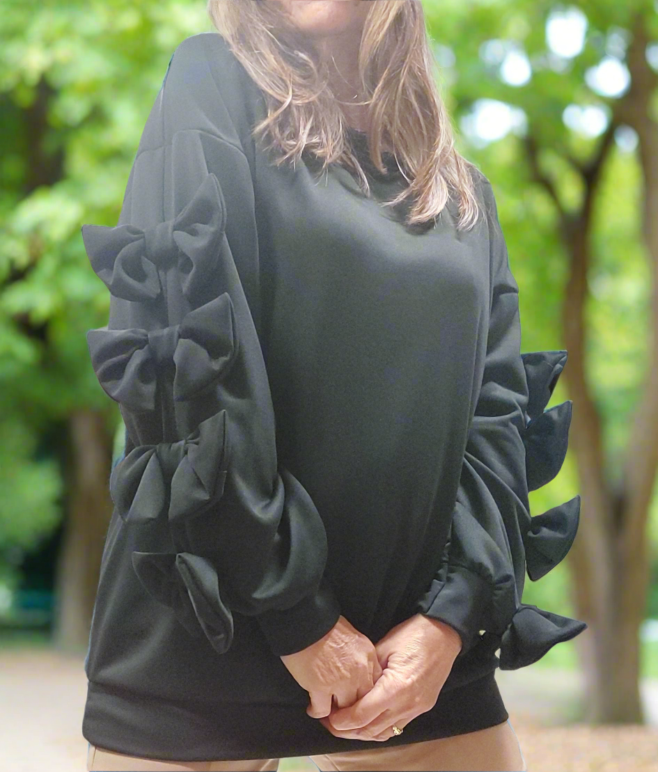 Sweat Femme Oversized CHANTY - Nœuds Manches - Taille 36-44
