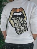 INEVA-TOP MOTIF BOUCHE-TOP MOTIF LANGUE-TOP DOS ROCK N ROLL-TOP ML BLANC-TOP ROCKNROLL