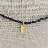 NEVA-COLLIER FEMME PENDENTIF CROIX-COLLIER NOIR PENDENTIF DORÉ-COLLIER PENDENTIF CROIX DORÉ-COLLIER EN PERLE SYNTHÉTIQUE ET PENDENTIF DORÉ-COLLIER EN PETITE PERLE NOIRE PENDENTIF OR