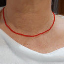 INEVA-COLLIER FEMME PERLE SYNTHÉTIQUE-COLLIER FEMME ROUGE-COLLIER EN PERLE ROUGE-COLLIER ROUGE IRISÉ