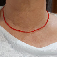 INEVA-COLLIER FEMME PERLE SYNTHÉTIQUE-COLLIER FEMME ROUGE-COLLIER EN PERLE ROUGE-COLLIER ROUGE IRISÉ