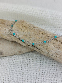 INEVA-BRACELET FEMME ARGENT FANTAISIE-BRACELET GIGI-BRACELET PASTILLES BLEUES TURQUOISES-BRACELET PASTILLES DE COULEUR-BRACELET EN CHAINE ARGENT SUR CARRY LE ROUET