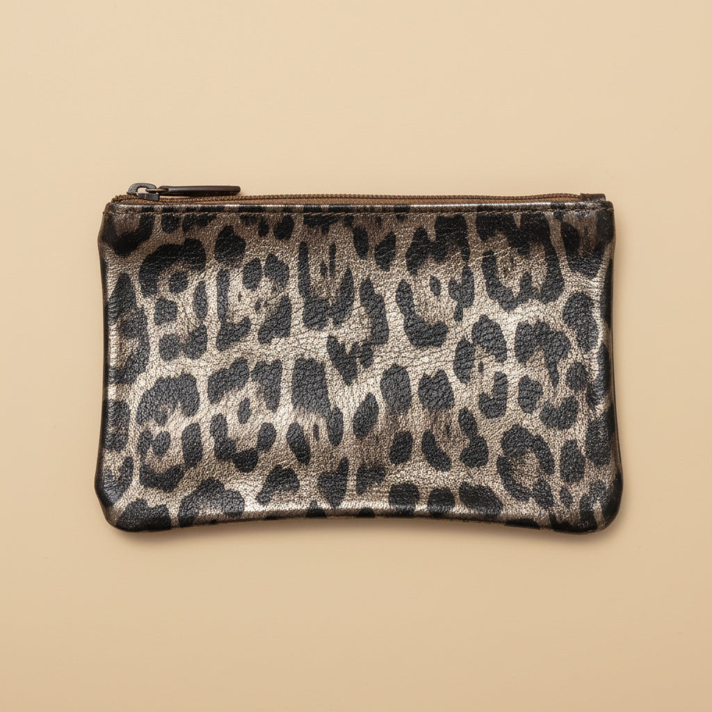 Pochette Planier Cuir Irisé Fermeture Zip 10x15 cm