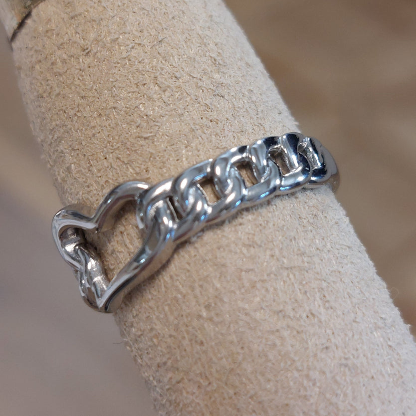 Bague Belo Cœur Ajouré - Bague Réglable Acier Inoxydable Argentée