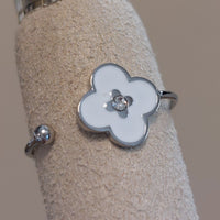 Bague Paz - Bague Réglable Acier Inoxydable Argenté Trèfle