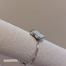  Bague Plata réglable acier inoxydable argenté avec trèfle nacré blanc - vue de profil 