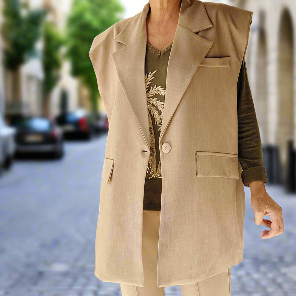 Blazer AKIRA Sans Manches Femme | Oversized & Épaulettes | Style Chic