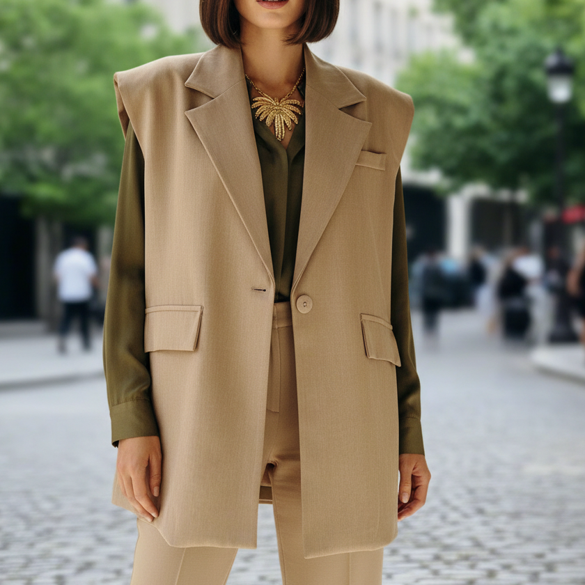 Blazer AKIRA Sans Manches Femme | Oversized & Épaulettes | Style Chic