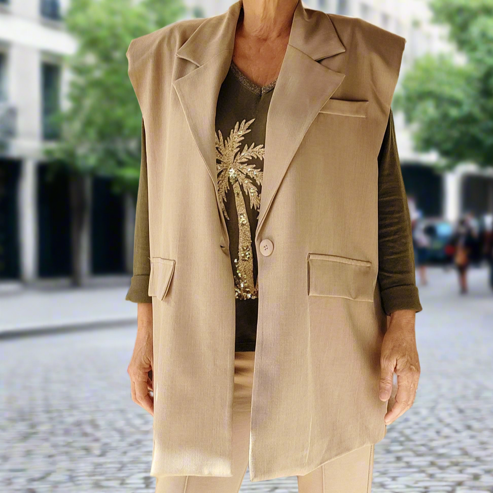 Blazer AKIRA Sans Manches Femme | Oversized & Épaulettes | Style Chic
