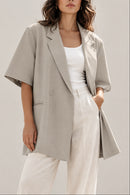 Blazer Elandro grege oversized porté – coupe non cintrée chic et tendance, taille 36-46