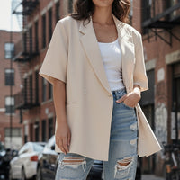 Blazer Elandro beige oversized porté – coupe non cintrée chic et tendance, taille 36-46