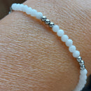 bracelet acier et jade blanc en élastique petit prix sur Marignane