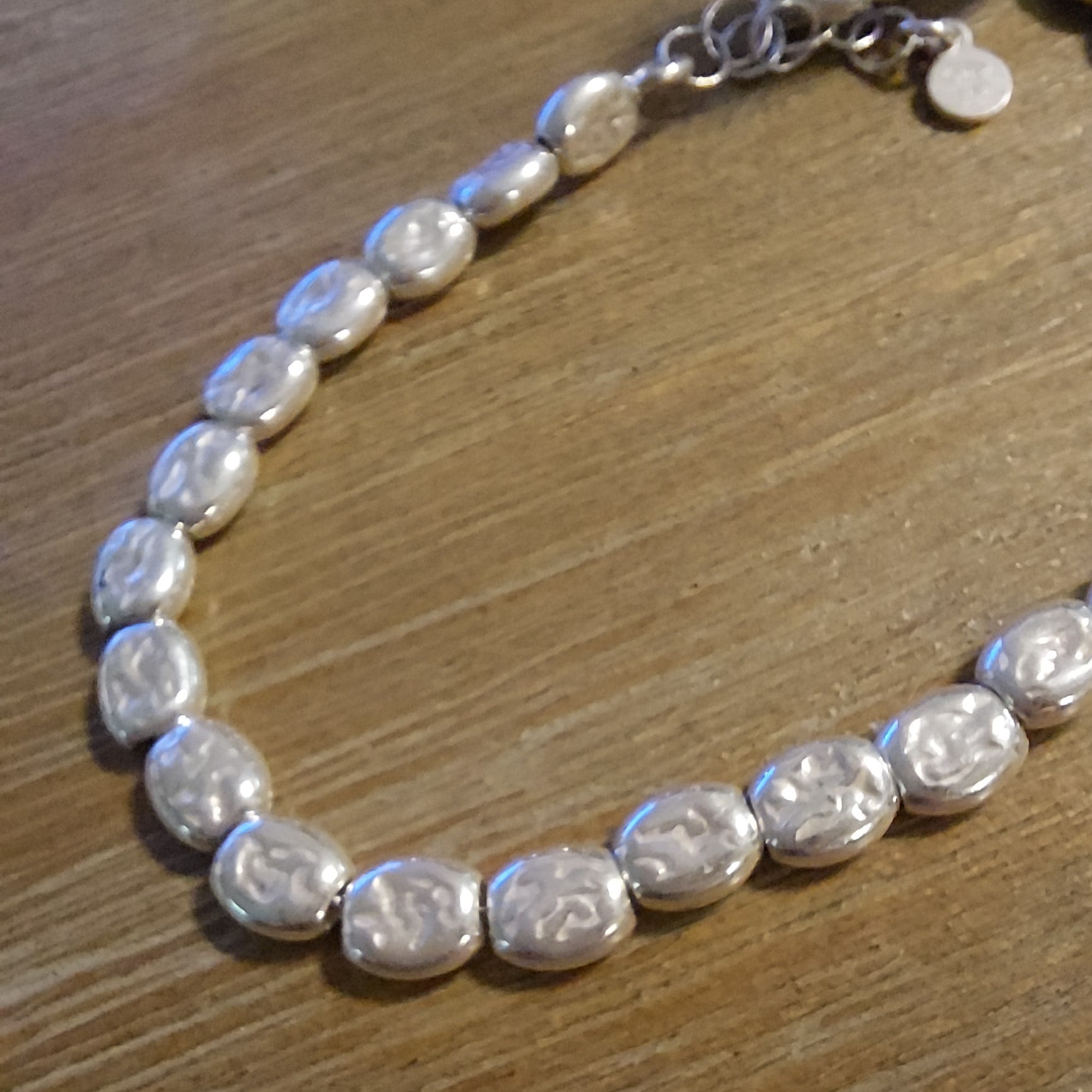 Bracelet Argent 925 Yagul - Pastilles Cabossées 4mm Réglable Femme
