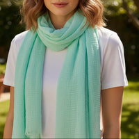 INEVA-CHECHE VISCOSE UNIE-CHECHE VERT AQUA COTON-PARÉO VISCOSE UNI-PARÉO COTON VERT AQUA SUR CARRY LE ROUET