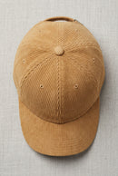 Détail du velours côtelé de la casquette Dallas camel
