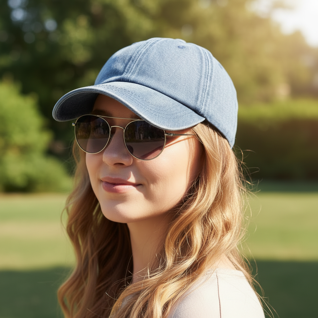 Casquette Tara Baseball Jean Dénim Délavé – Taille Réglable, Style Urbain Femme