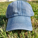 Casquette Tara jean denim délayé – vue de face, 100% coton taille réglable