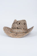 Chapeau cowboy tressé ajouré Billings Modèle 1 — chaînettes dorées et perles turquoise, unisexe, ultra-léger — ineva
