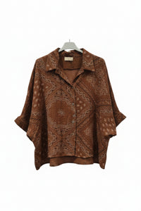 Chemise Coline terracotta lyocell imprimé bandana - vue de face - ineva