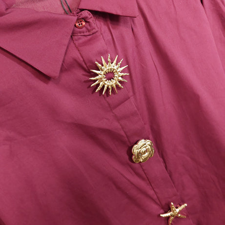 Chemise MIKI Oversized - Popeline Coton avec Broches Dorées