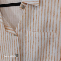 Chemise Rayée Coton Lin Maelle — Manches Courtes Pattes à Nouer Femme