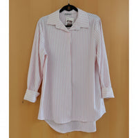 Chemise Matteu rayée rose - Manches longues en crêpe de polyester, fabrication italienne
