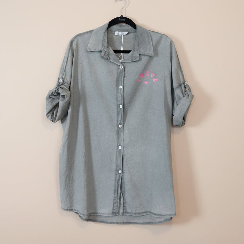 Chemise Sosso – Chemise Oversized Voile Coton Flocage ICONIC Grande Taille Femme