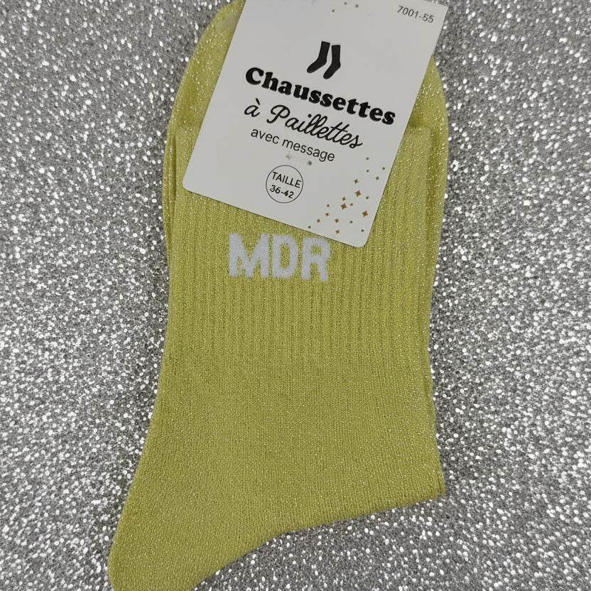 Choyette MDR – Chaussettes à Paillettes avec Message