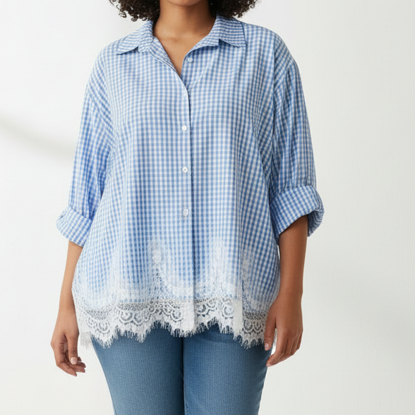 Chemise Vic – Oversized Vichy & Dentelle