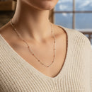 Collier argent 925 BECAN porté - Chaîne fine avec perles 49cm femme
