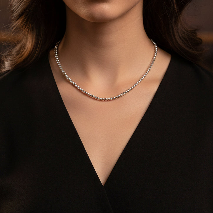 Collier Boulier Argent 925 KABAH - Chaîne Fine Lumineuse 45cm Femme