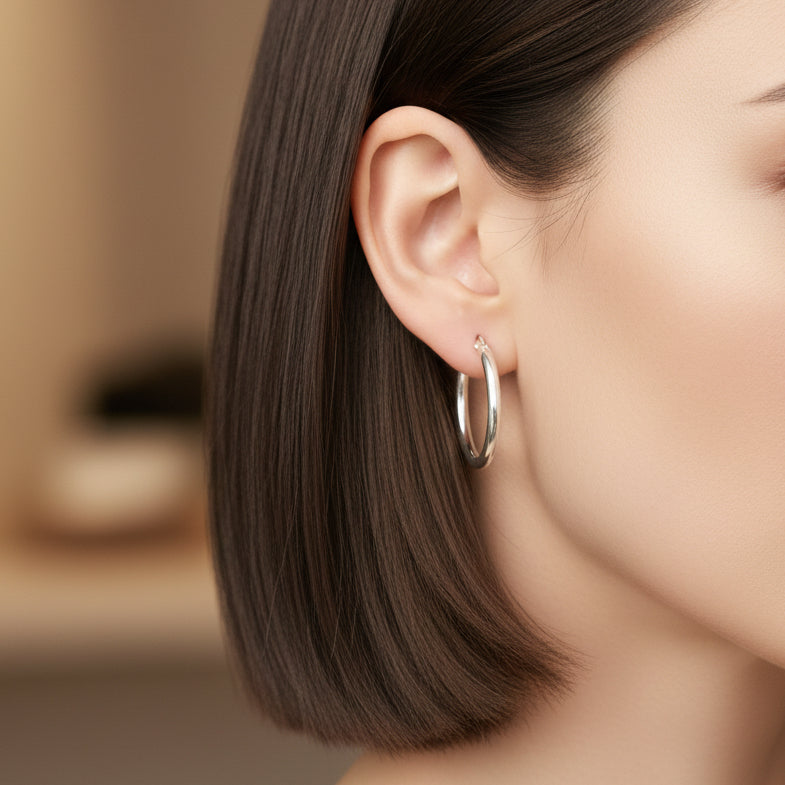 Créoles Cahal Argent 925 - Boucles d'Oreilles Fines Femme