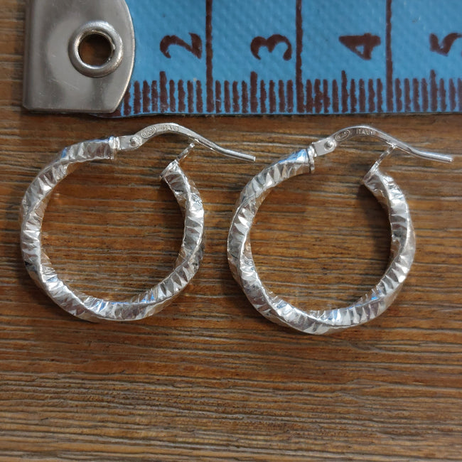 Créoles Kukulcan Argent 925 - Boucles d'Oreilles Torsadées Cabossées 2,1cm