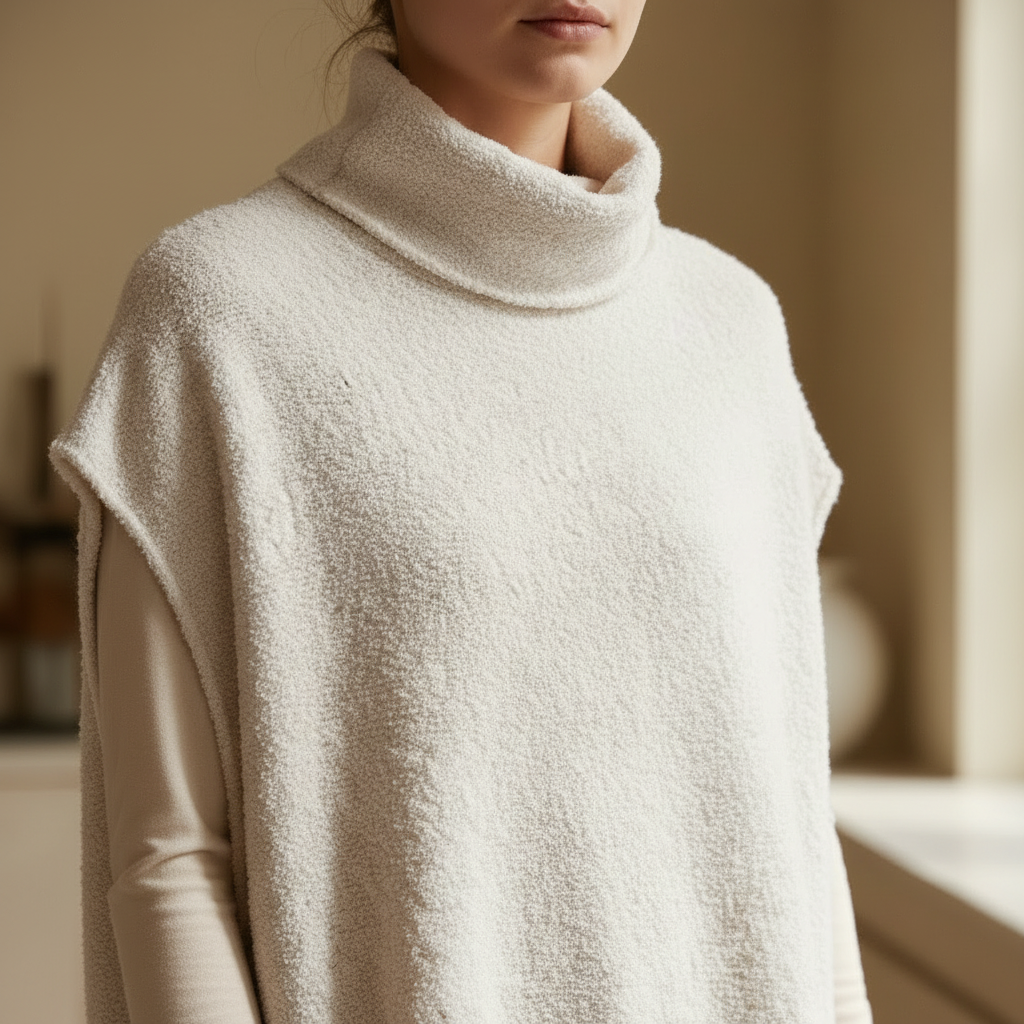 Débardeur Sacha Maille Bouclette - Col Boule Échancrure Large Élastique