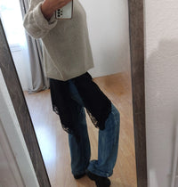 Détail robe nuisette Natalia - finition dentelle délicate pan asymétrique