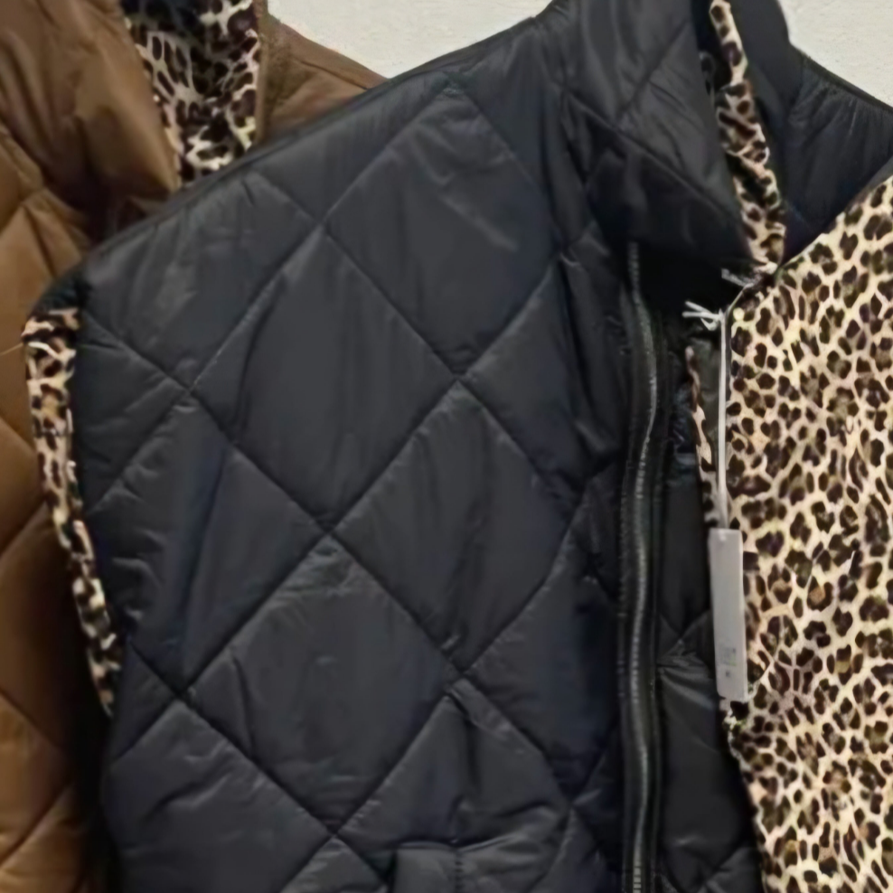 Doudoune ALIX Sans Manches Femme | Réversible Léopard | Oversized