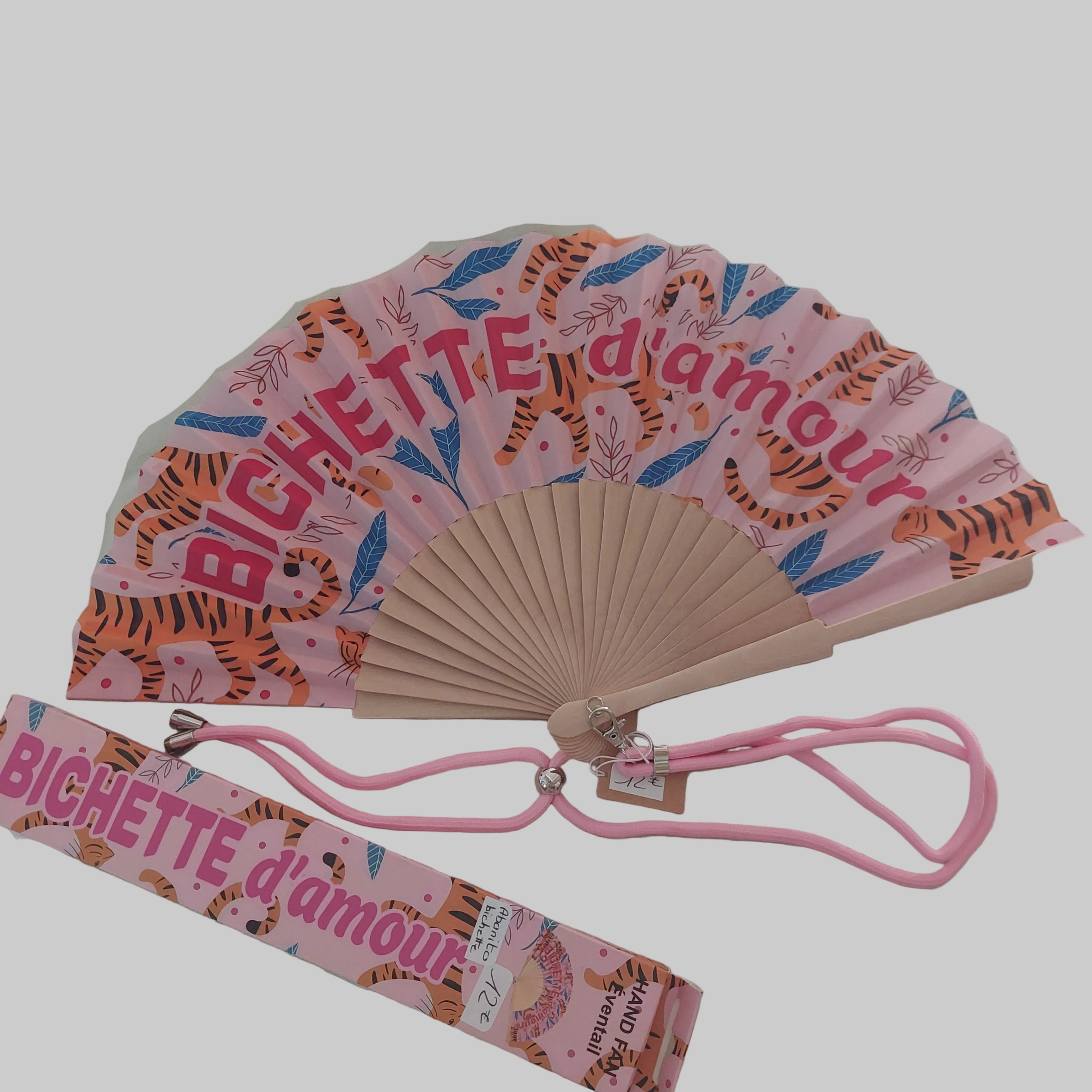 Éventail Bois Message Abanito — Humoristique Bandoulière Handmade Cadeau