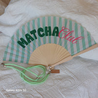 Éventail Abanito message Matcha Club bois handmade bandoulière incluse - ineva