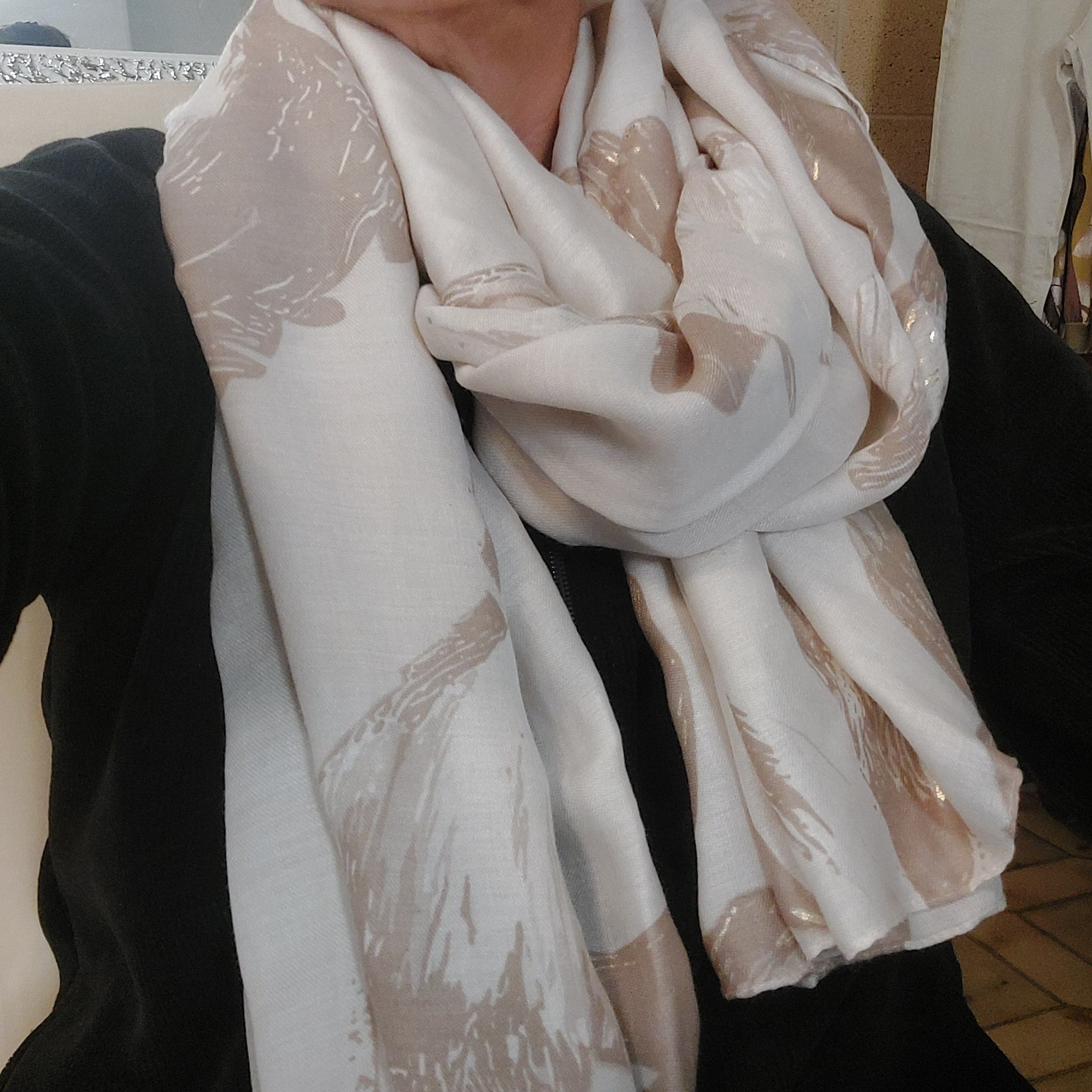 Foulard Bran Motifs Ramage - Écharpe Femme Viscose-Coton Ultra-Légère