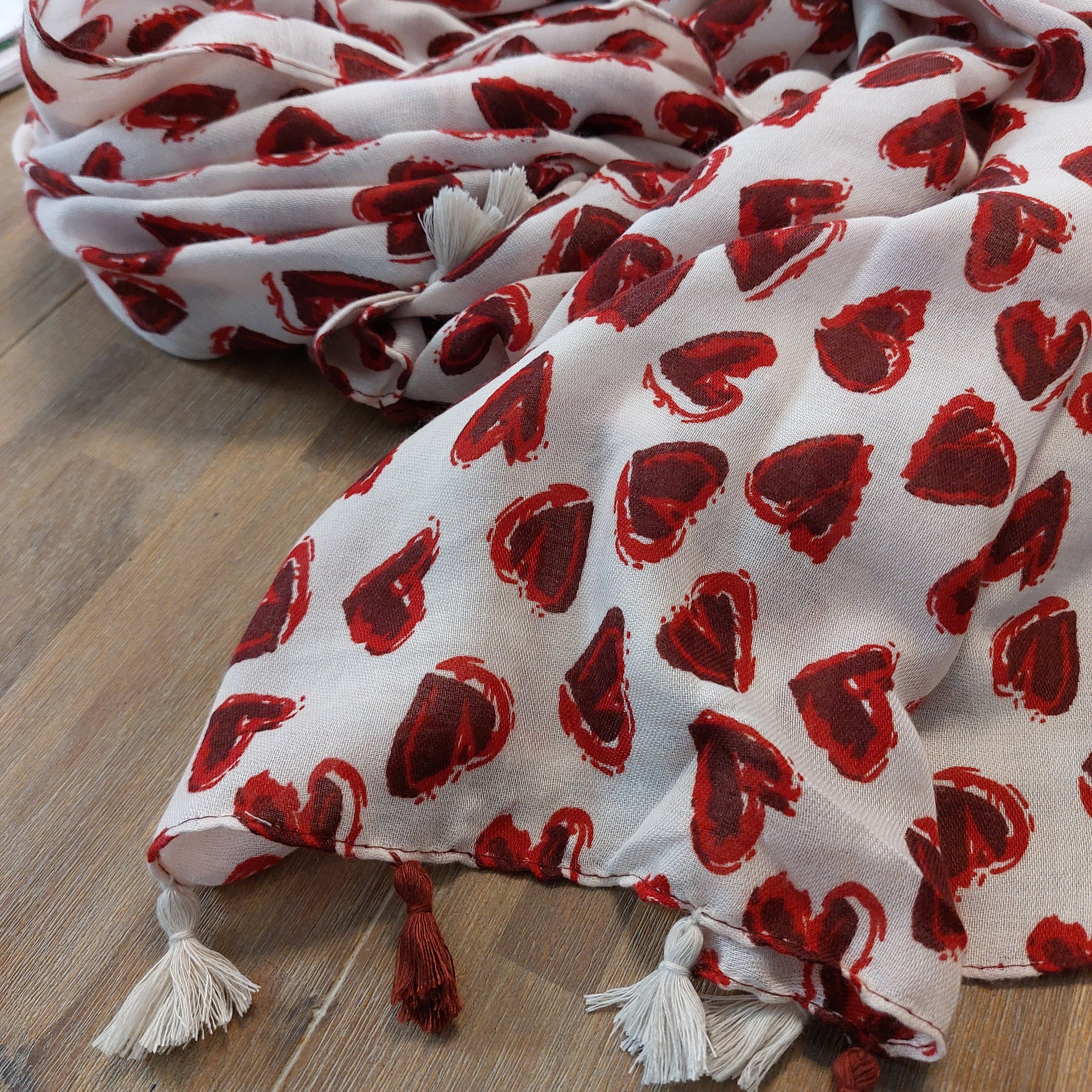 Foulard Coeur - Écharpe Romantique Femme Viscose Coton